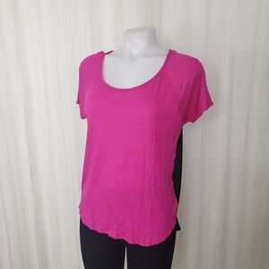 Express pink and black sheer split back top size small